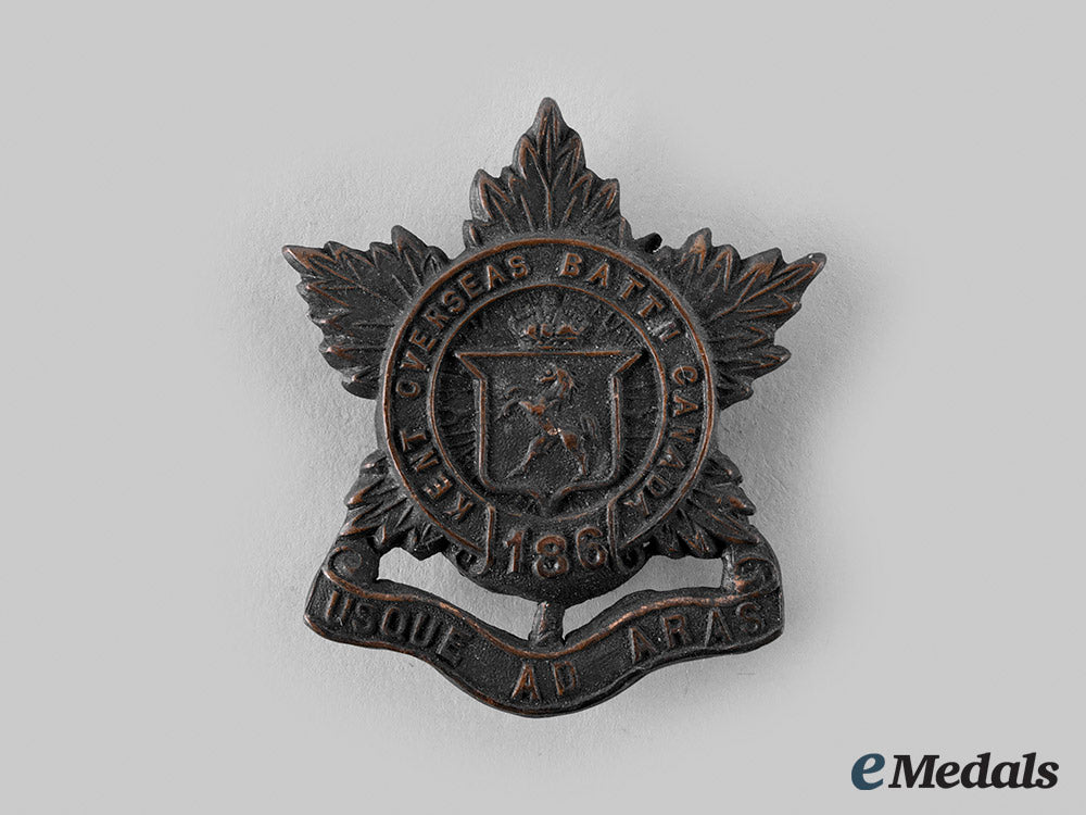 canada,_cef._a186_th_infantry_battalion"_kent_battalion"_cap_badge,_by_wellings,_c.1916_m19_25136
