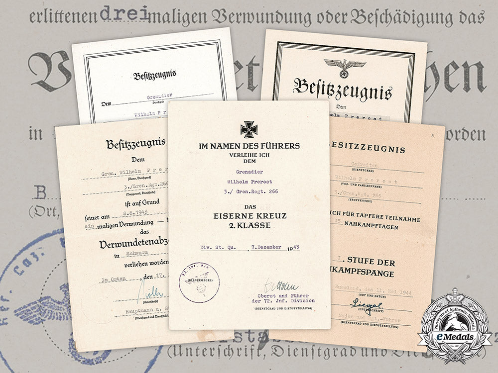 germany,_heer._an_award_document_collection_to_infantry_gefreiter_wilhelm_prerost(_ek2)_m19_2514