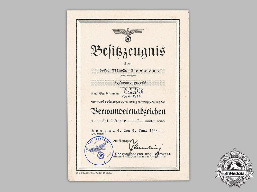 germany,_heer._an_award_document_collection_to_infantry_gefreiter_wilhelm_prerost(_ek2)_m19_2517