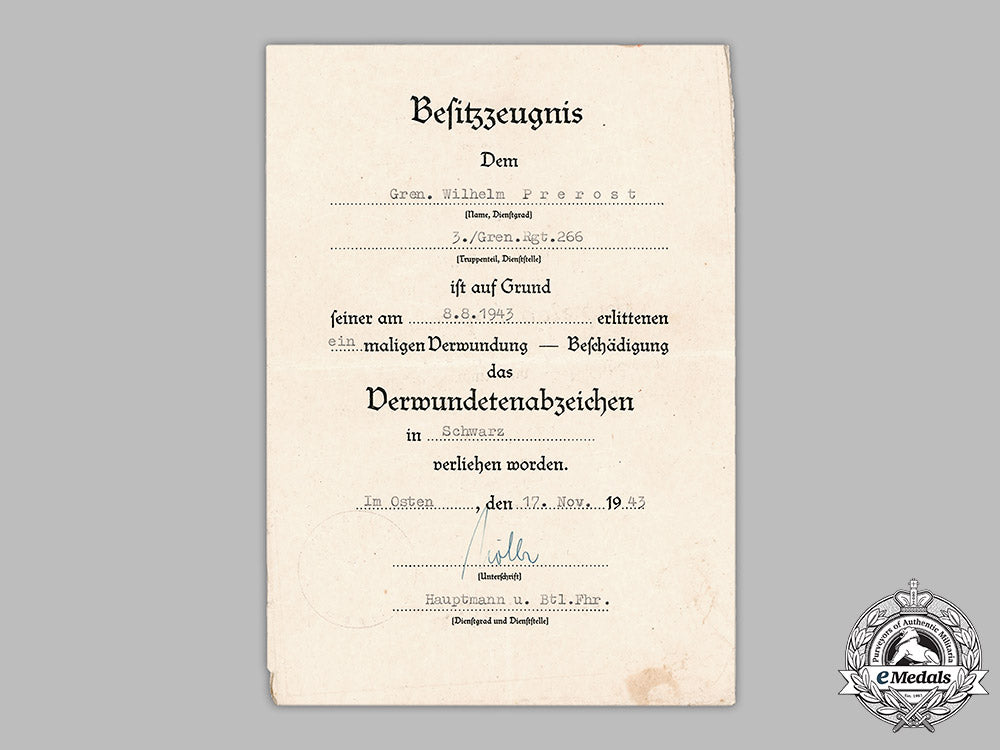 germany,_heer._an_award_document_collection_to_infantry_gefreiter_wilhelm_prerost(_ek2)_m19_2518