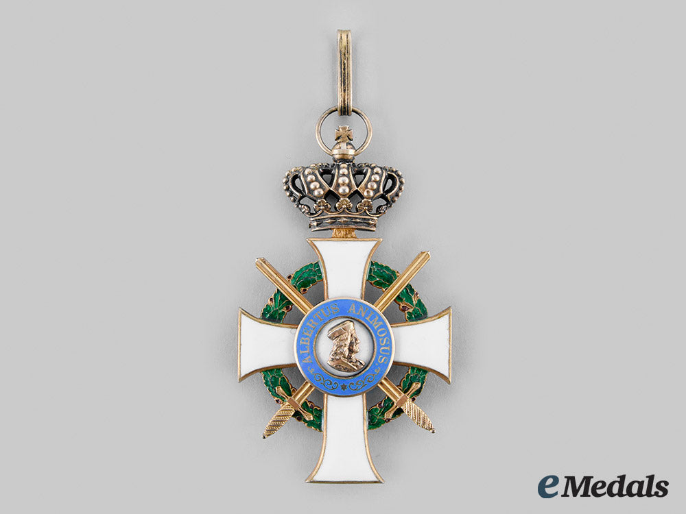 saxony,_kingdom._an_albrecht_order,_commander's_badge_with_swords&_crown,_c.1914_m19_25879