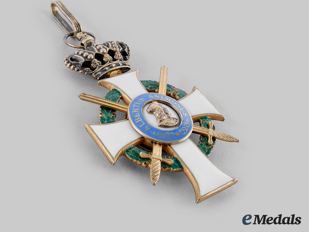 saxony,_kingdom._an_albrecht_order,_commander's_badge_with_swords&_crown,_c.1914_m19_25881