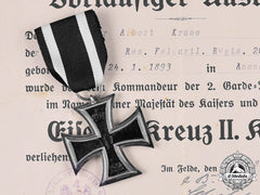 Germany, Imperial. A 1914 Iron Cross Ii Class With Award Document To Albert Kruse