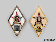 Bulgaria, People’s Republic. A Pair Of Military Academy Graduation Badges