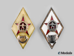 Bulgaria, People’s Republic. A Pair Of Military Academy Graduation Badges