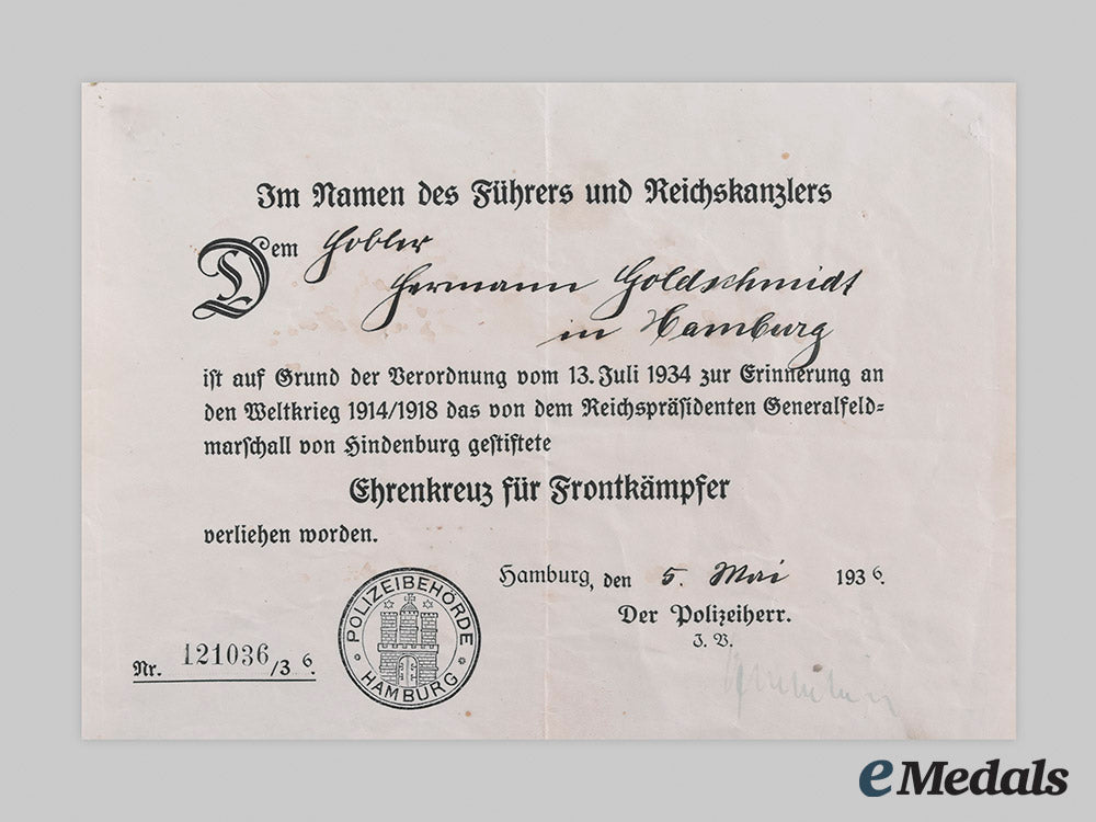 germany,_third_reich._an_honour_cross_of_the_world_war1914/1918,_with_award_document_to_hermann_goldschmidt,_c.1936_m19_26449_1