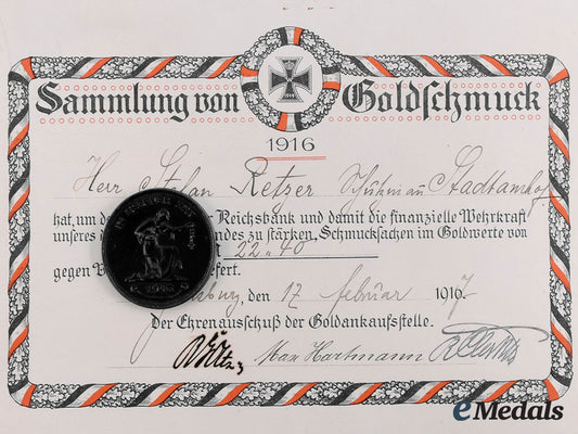 germany,_imperial._a_reichsbank_medal_for_jewelry_with_document_to_stefan_retzer_m19_26514