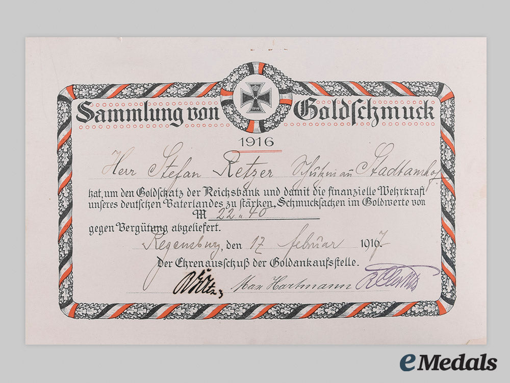 germany,_imperial._a_reichsbank_medal_for_jewelry_with_document_to_stefan_retzer_m19_26519