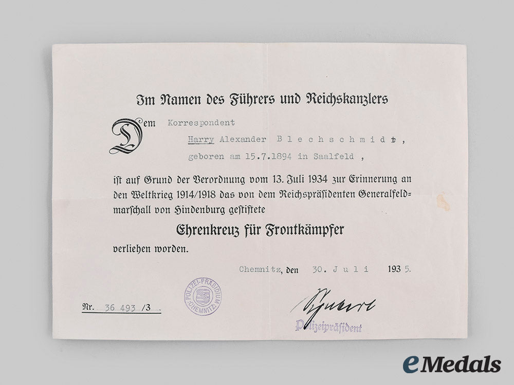 germany,_imperial._a_lot_of_documents&_awards_to_harry_alexander_blechschmidt,_c.1925_m19_26567