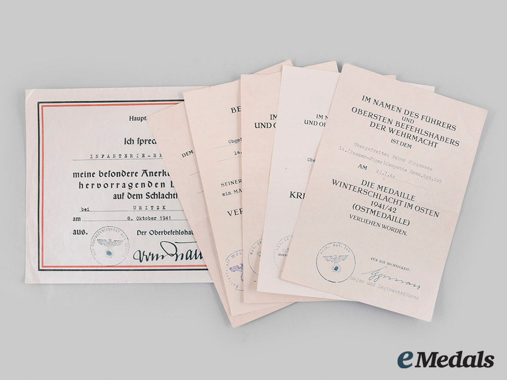 germany,_heer._a_lot_of_award_documents_to_obergefreiten_oskar_jürgensen,_grenadier-_regiment209_m19_26664
