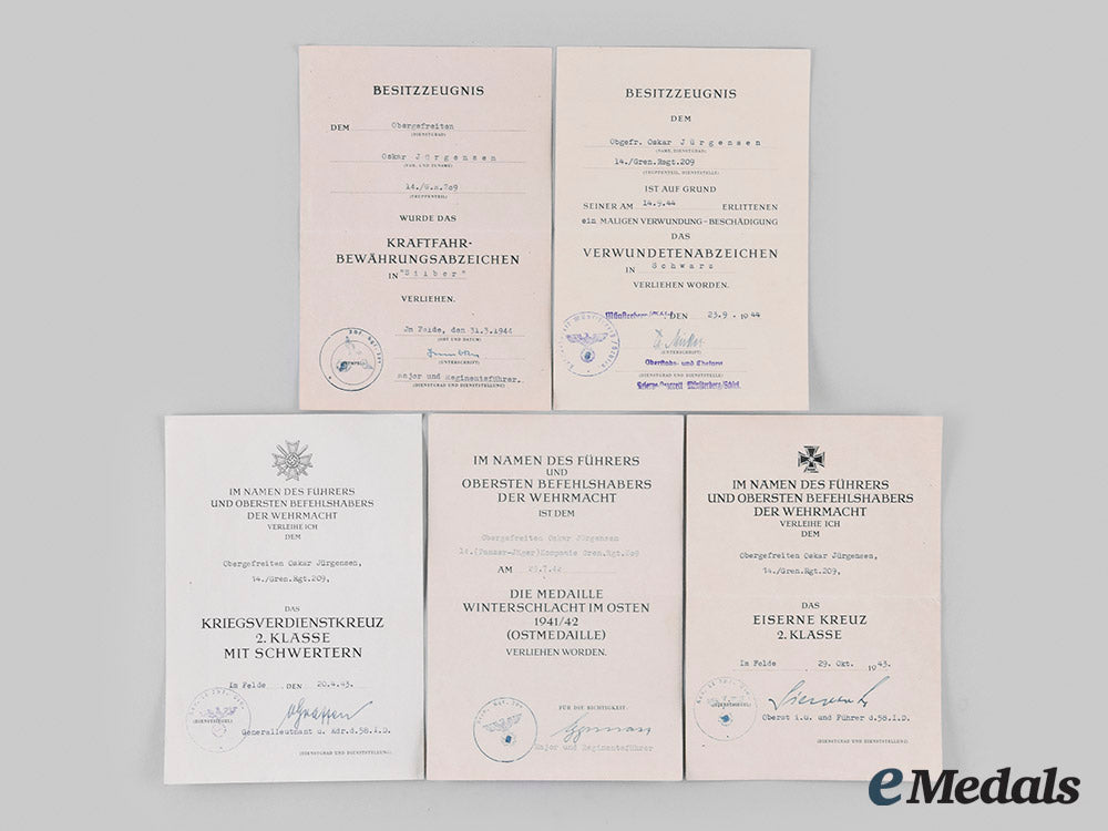 germany,_heer._a_lot_of_award_documents_to_obergefreiten_oskar_jürgensen,_grenadier-_regiment209_m19_26665