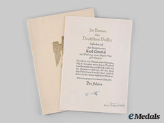 Germany, Heer. A Promotion Document For Hauptmann Karl Arnold, General Walther Von Brauchitsch Signature