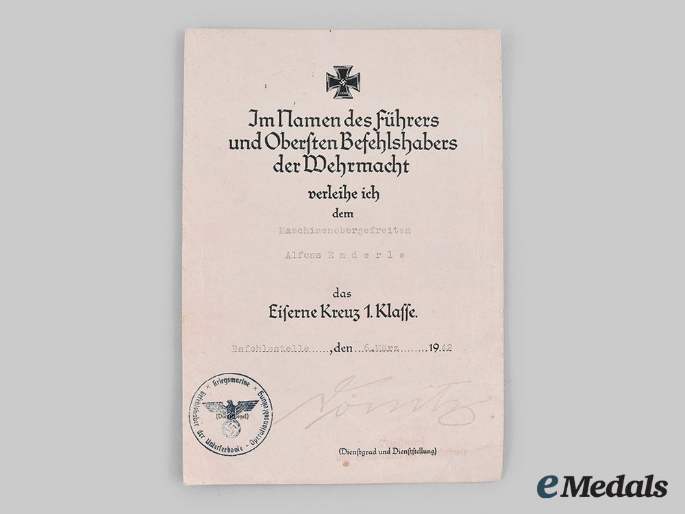 germany,_kriegsmarine._an_ek_i_award_document,_signed_by_dönitz_m19_27462