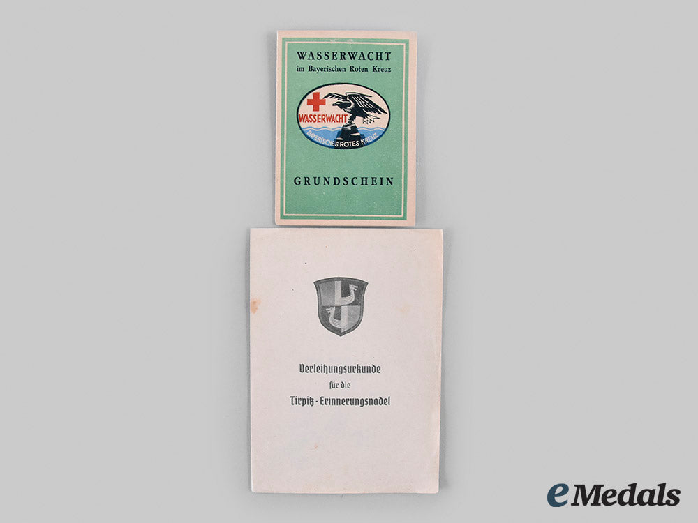 germany,_kriegsmarine._documents_and_insignia_to_friedrich_schafroth,_tirpitz_diver_m19_27512