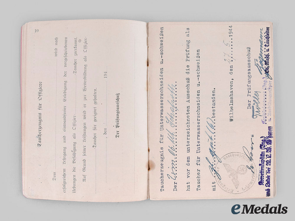 germany,_kriegsmarine._documents_and_insignia_to_friedrich_schafroth,_tirpitz_diver_m19_27516