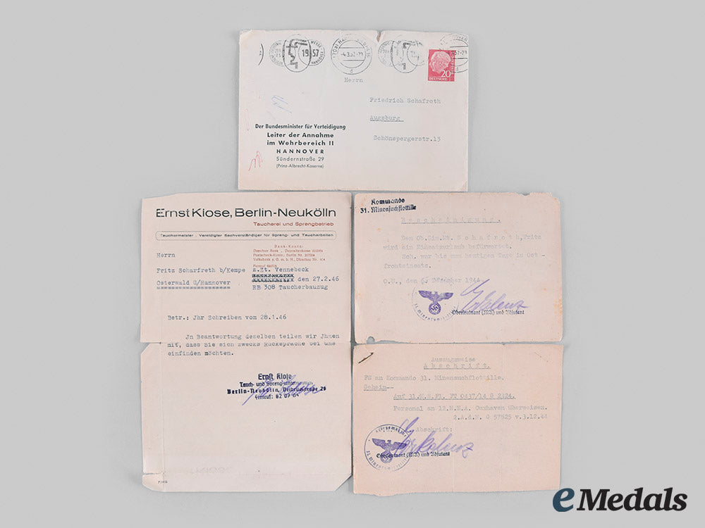 germany,_kriegsmarine._documents_and_insignia_to_friedrich_schafroth,_tirpitz_diver_m19_27518