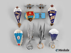 Czechoslovakia, Hungary, Poland, Russia. Lot Of Nine Eastern European Parachutist Badges