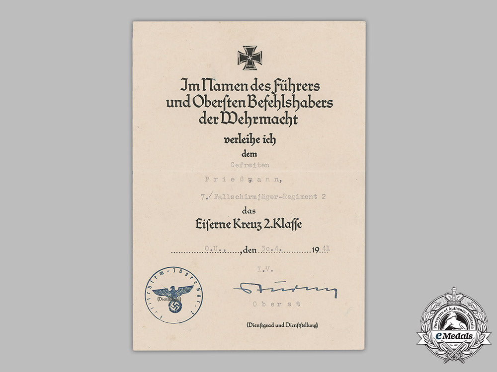 germany,_luftwaffe._an_iron_cross_ii_class_document&_bonus_salary_certificate,_fallschirmjäger_m19_2800_1_1