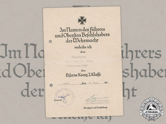 germany,_heer._an_ek2_document_to_defender_of_normandy,_signed_by_oak_leaves_recipient_oberst_pietzonka_m19_2803_1