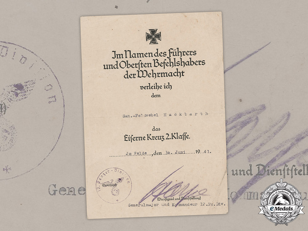 germany,_heer._an_iron_cross_ii_class_document,_signed_by_kc_w/_swords_winner_josef_harpe,1941_m19_2809