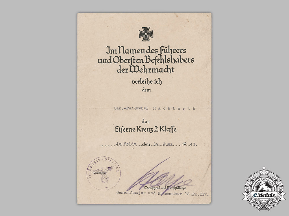 germany,_heer._an_iron_cross_ii_class_document,_signed_by_kc_w/_swords_winner_josef_harpe,1941_m19_2810