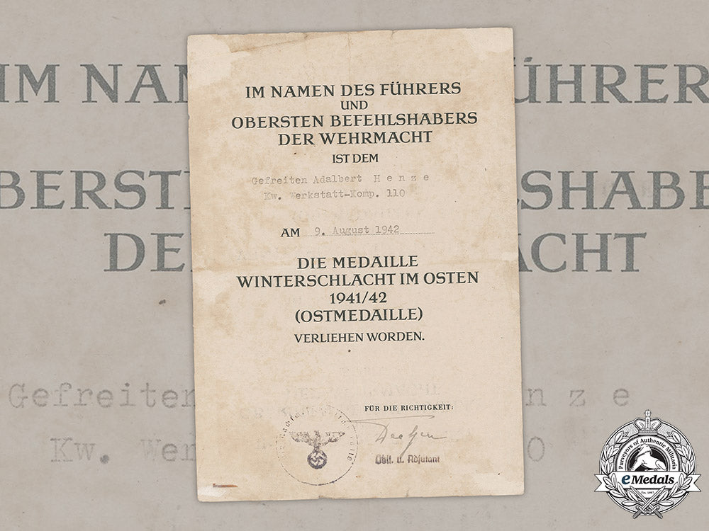 germany,_heer._an_eastern_front_medal_award_document_to_supply_driver_henze,1942_m19_2812