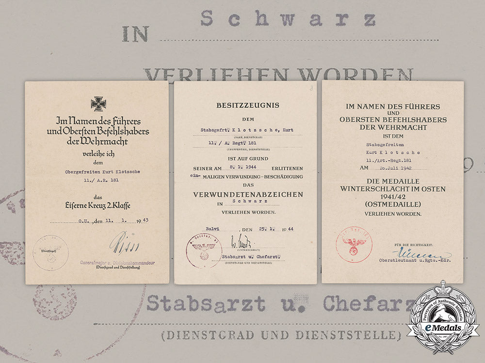 germany,_heer._a_lot_of_three_award_documents_to_artillery_stabsgefreiter_kurt_klotzsche_m19_3052