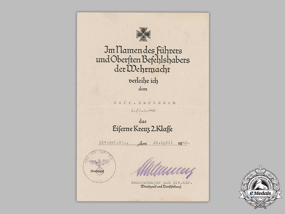 germany,_heer._an_iron_cross_ii_class_document,_signed_by_oak_leaves_winner_generalmajor_hans_schlemmer,1942_m19_3167