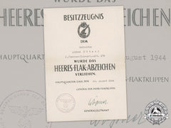 Germany, Heer. An Army Flak Badge Award Document To Gefreiter Alfred Nötzel
