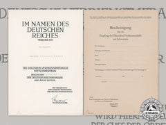 Germany, Nsdap. An Award Document To Spanish Sergeant Don Lucio Munumer Reoyo, 1939