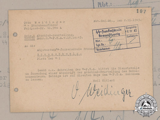 germany,_ss._an_official_letter_sent&_signed_by_ss-_sturmbannführer_otto_weidinger(_kc_w/_oak_leaves&_swords),1943_m19_4243