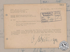 Germany, Ss. An Official Letter Sent & Signed By Ss-Sturmbannführer Otto Weidinger (Kc W/Oak Leaves & Swords), 1943
