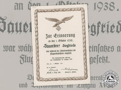Germany, Luftwaffe. A Rare Female Auxiliary “Flugmeldehelferin” Sudetenland Participation Document