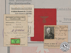 Germany, Ss. A Group Of Documents Belonging To Ss-Obersturmführer Fritz Schumacher