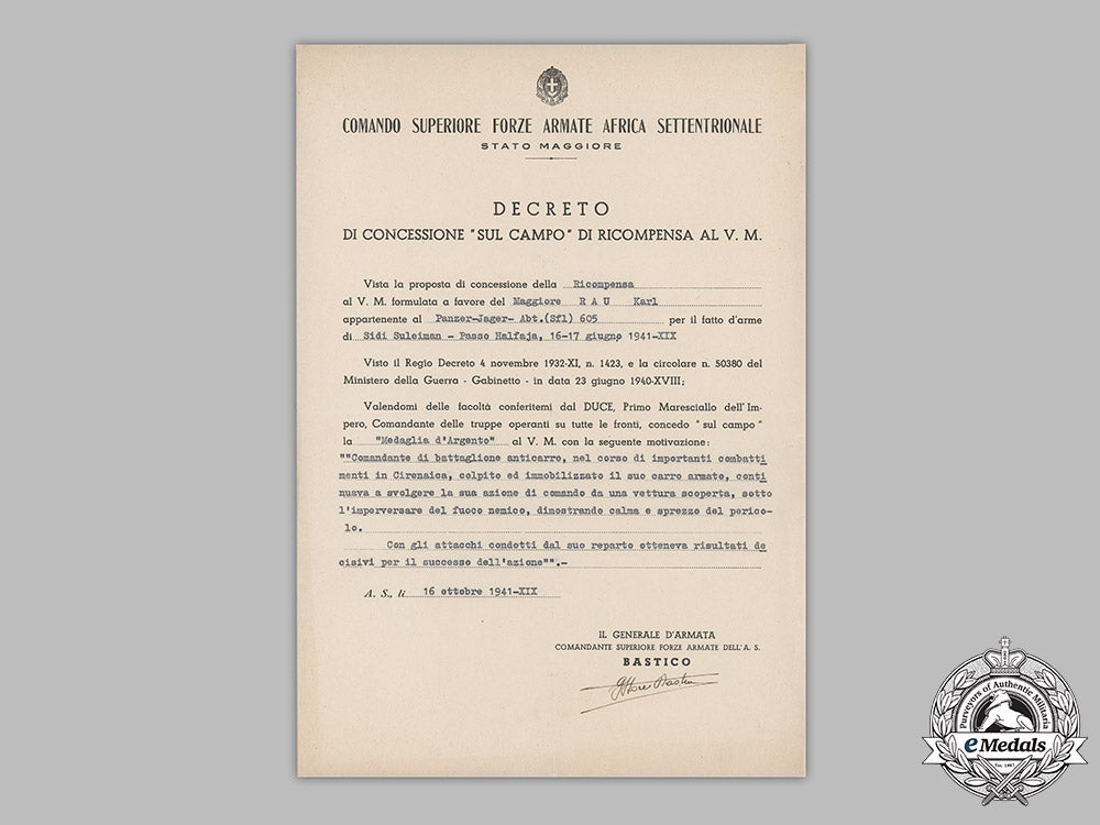 italy,_kingdom._a_pair_of_award_documents_for_al_valore_militaire_to_maggiore_r.a.u._karl,_panzerjäger-_abteilung(_sfl.)605_m19_4738