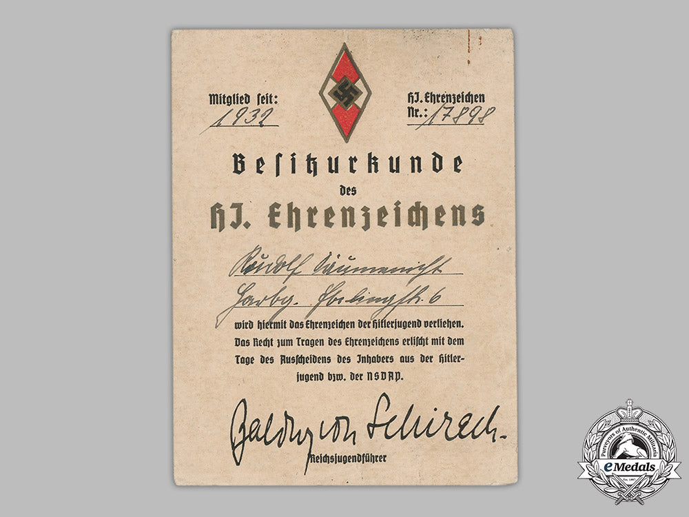 germany,_third_reich._an_award_document_for_a_golden_hj_honour_badge,_to_rudolf_däumenischt_m19_4745