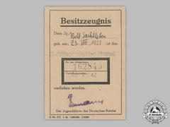 Germany, Third Reich. An Award Document For A Hj Proficiency Badge, To Rolf Sachtleben, C.1942