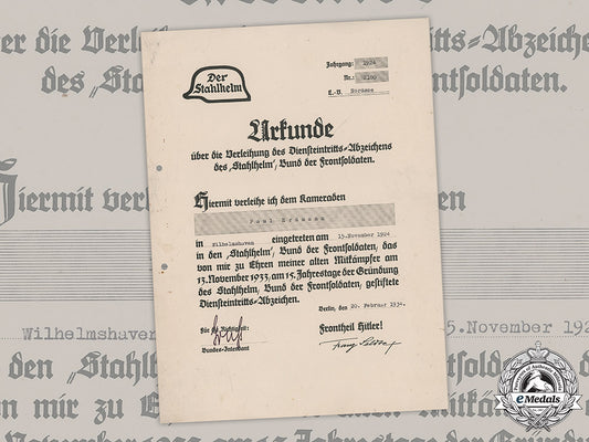 germany,_third_reich._a_stahlhelm_commencement_of_duty_badge_document_to_paul_erdmann,_c.1934_m19_4757