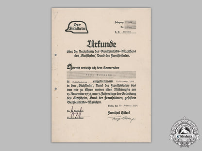 germany,_third_reich._a_stahlhelm_commencement_of_duty_badge_document_to_paul_erdmann,_c.1934_m19_4758