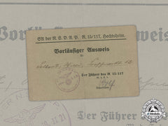 Germany, Sa. A Preliminary Member Id Card Of Local Unit, 1933