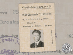 Germany, Ss. An Early Id Card To Ss-Mann Artur Schulze, 1934