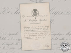 Denmark, Kingdom. An Order Of Dannebrog Award Document To German Privy Councillor
