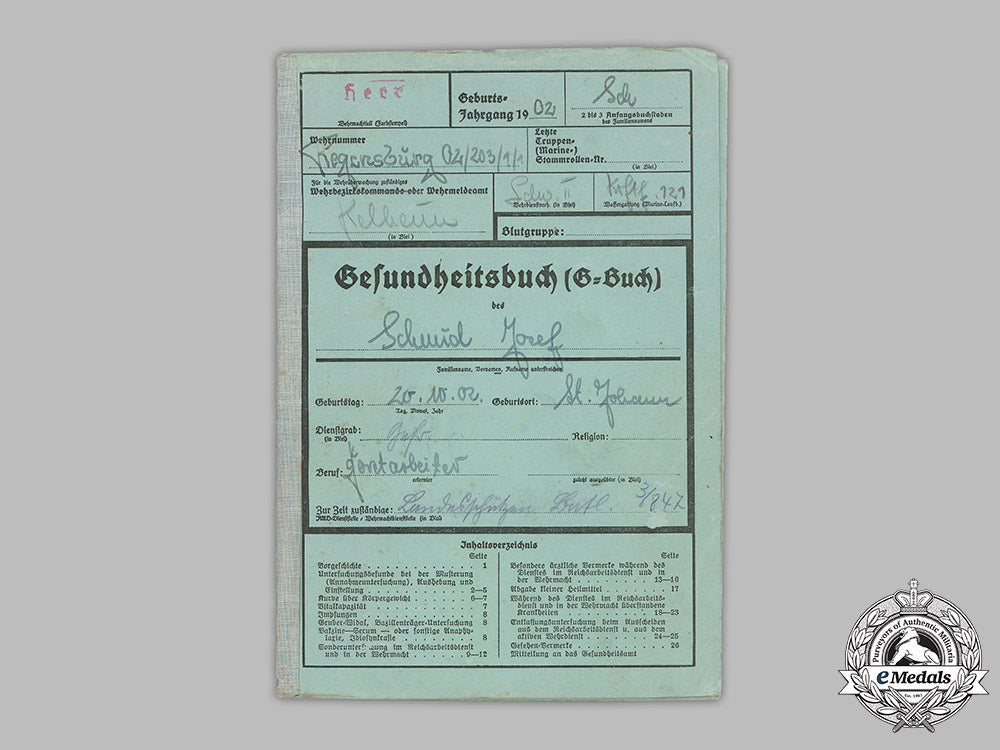 germany,_heer._a_wehrpaß_and_health_book_to_gefreiter_josef_schmid_m19_4998