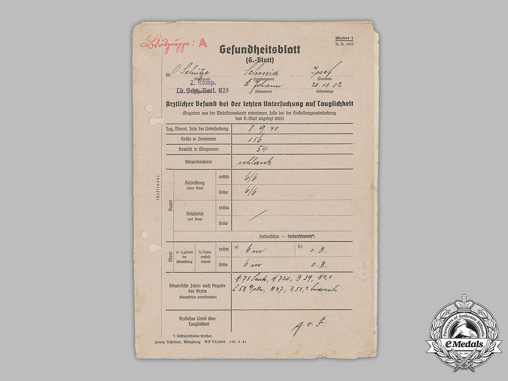 germany,_heer._a_wehrpaß_and_health_book_to_gefreiter_josef_schmid_m19_5006