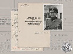 Germany, Waffen-Ss. A Kc Recommendation To Ss-Obersturmbannführer Rumohr, “Florian Geyer”