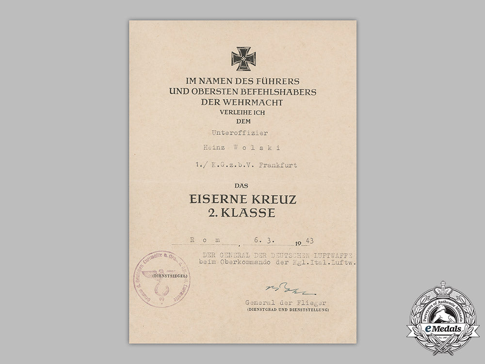 germany,_luftwaffe._an_iron_cross,_ii_class,_award_document_to_unteroffizier_heinz_wolski,1943_m19_8895