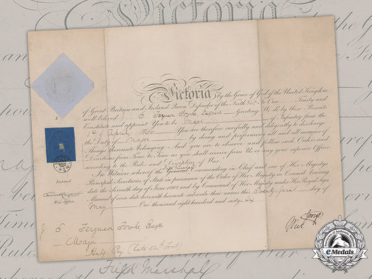 united_kingdom._a_commission_document_to_major_john(_jack)_fowke,54_th(_west_norfolk)_regiment_of_foot,1866_m19_8914