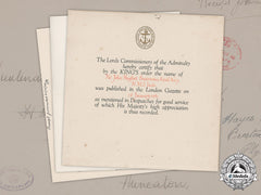 United Kingdom. A Documents Group To Lieutenant John Hughes, Royal Navy Mbe