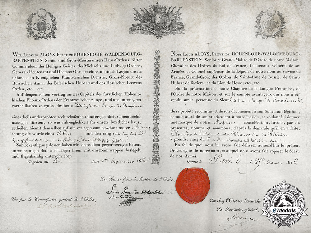 germany,_hohenlohe._an_award_document_for_the_house_order_of_the_phoenix,1816_m19_9892