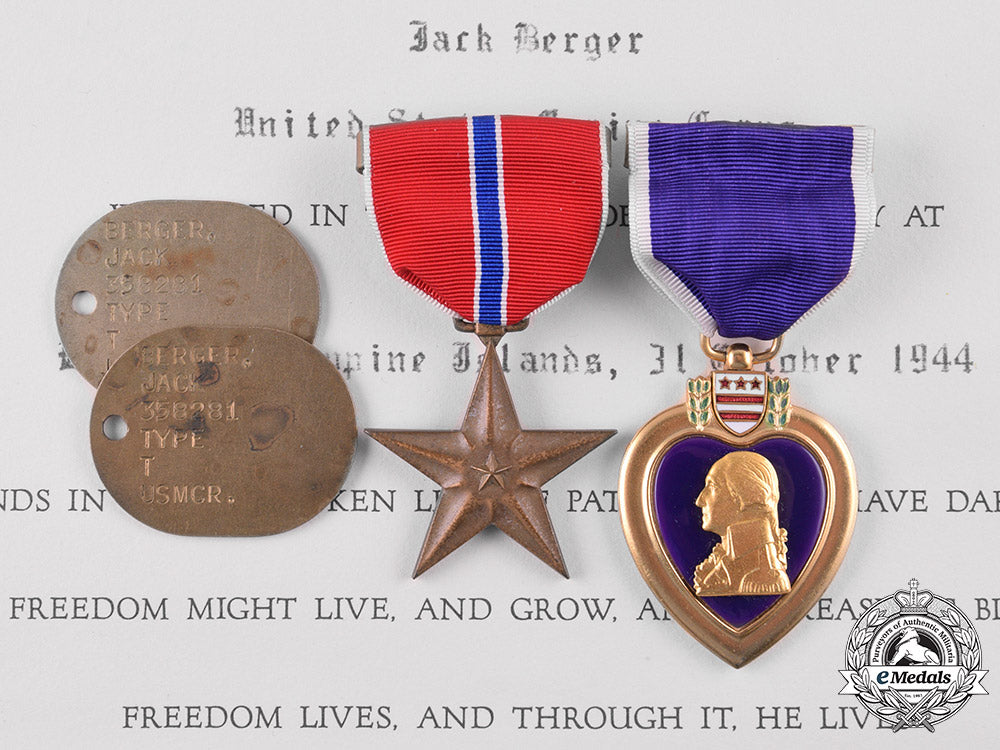 United States. A Bronze Star & Purple Heart Group To Cpl. Jack Berger